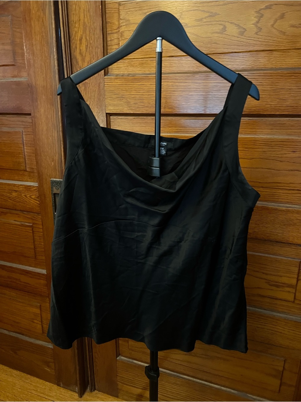 Alfani Black Satin Cowl-Neck Tank Top